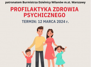 Plakat zapraszający na spotkanie 12 marca do poradni psychologiczno-pedagogicznej nr 24 w Warszawie