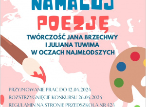 Plakat Namaluj poezję. Twórczość Jana Brzechwy i Juliana Tuwima w oczach dzieci. Rozstrzygnięcie konkursu 26 kwietnia