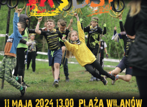 Plakat Runmageddon Kids przedstawia biegnące dzieci